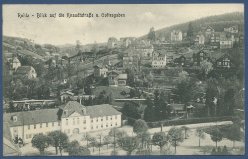 Ruhla Blick auf die Knaudtstrasse und Gottesgaben, gelaufen 1916 (AK1247)