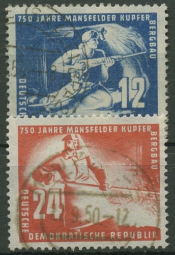 DDR 1950 750 Jahre Mansfelder Kupferschieferbergbau 273/74 gestempelt