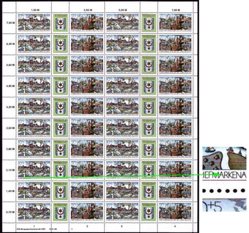 DDR 1990 Briefmarkenausstellung Plattenfehler 3338/39 ZD-Bogen DV 3 postfrisch