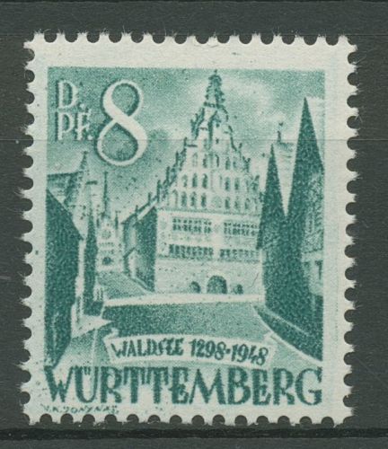 Französische Zone: Württemberg 1948 Waldsee Rathaus Type II, 16 y II postfrisch