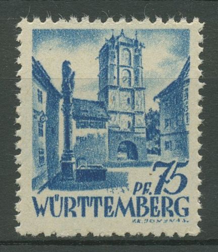 Französische Zone: Württemberg 1947 Stadttor Type II, 11 v v II postfrisch