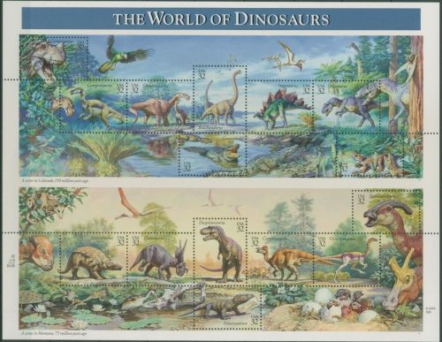 USA 1997 Prähistorische Tiere Dinosaurier 2814/28 ZD-Bogen postfrisch (SG13048)