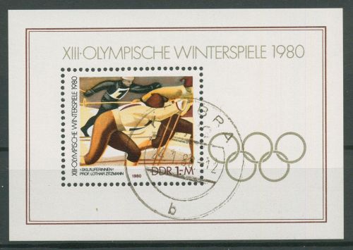 DDR 1980 Olympia Winterspiele Lake Placid Block 57 gestempelt (C99021)