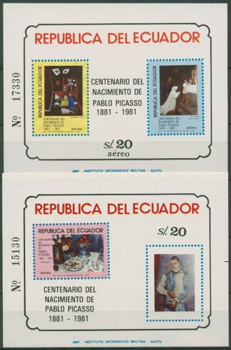 Ecuador 1981 Pablo Picasso Gemälde Block 105/06 postfrisch (C97365)