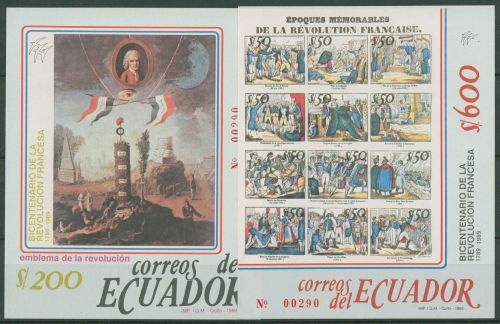 Ecuador 1989 200 J. Französische Revolution Block 139/40 postfrisch (C42678)