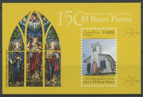 Costa Rica 2015 150 J. Kirche zum Guten Hirten Block 66 postfrisch (C42681)