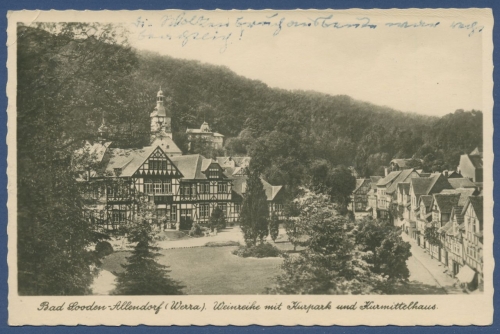 Bad Sooden-Allendorf Weinreihe Kurpark u. Kurmittelhaus, gelaufen 1942 (AK1341)