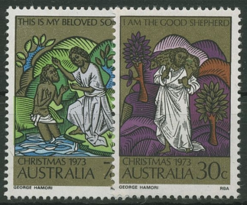 Australien 1973 Weihnachten Taufe Christi Der gute Hirte 535/36 postfrisch