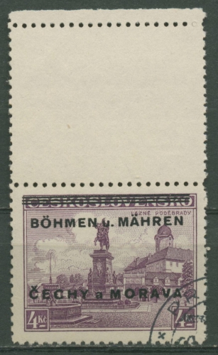 Böhmen und Mähren 1939 Marke mit Leerfeld 17 LS gestempelt signiert