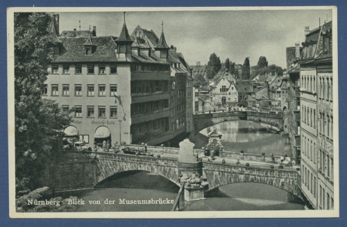 Nürnberg Blick von der Museumsbrücke, gelaufen 1938 (AK1463)