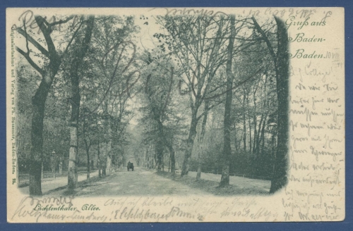 Gruß aus Baden-Baden Lichtenthaler Allee, gelaufen 1899 (AK1458)