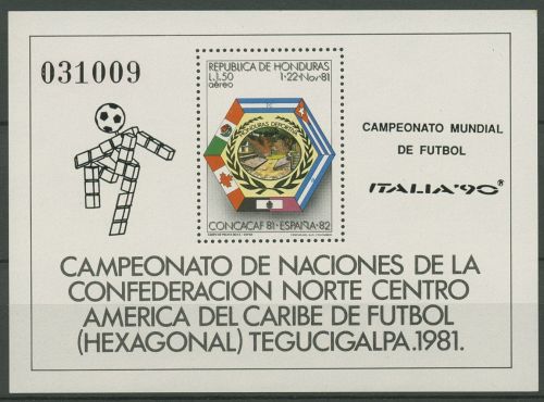 Honduras 1990 Fußball-WM in Italien Block 44 postfrisch (C42683)