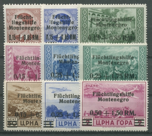 Dt. Besetzung II. Weltkrieg Montenegro 1944 Flüchtlingshilfe 20/28 postfrisch