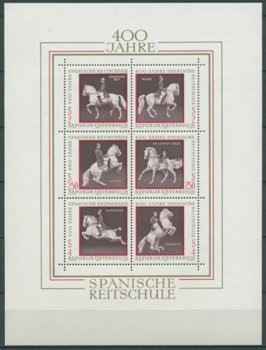 Österreich 1972 400 Jahre Spanische Reitschule Block 2 postfrisch (C16447)