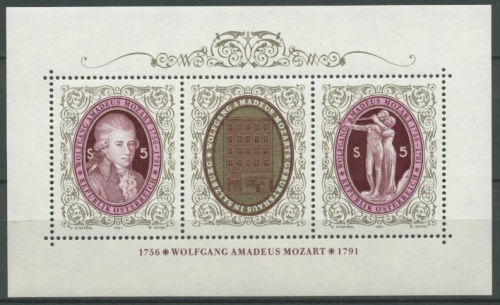Österreich 1991 200. Todestag von W. Amadeus Mozart Block 10 postfrisch (C16466)