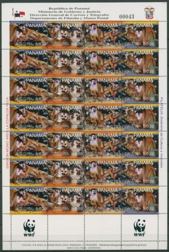 Panama 2007 WWF Naturschutz Totenkopfaffe 1921/24 ZD-Bogen postfrisch (SG25316)
