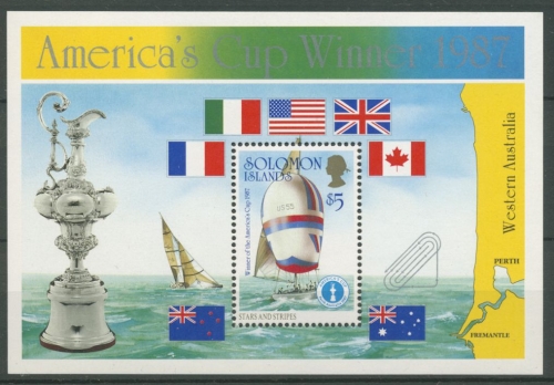 Salomoninseln 1987 USA gewinnt den America's Cup Block 22 postfrisch (C25352)