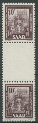 Saarland 1949 Bauhandwerk Zwischenstegpaar 272 ZS postfrisch