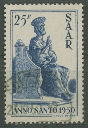 Saarland 1950 Heiliges Jahr, Hl. Petrus 295 gestempelt geprüft