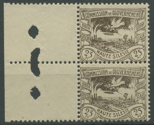 Oberschlesien 1920 Freimarke mit Kontrolllochung 19 Brl postfrisch