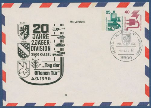 Bund 1976 Unfallverhütung Kassel Jägerdivision Privatumschlag PU 93 SST (X41623)