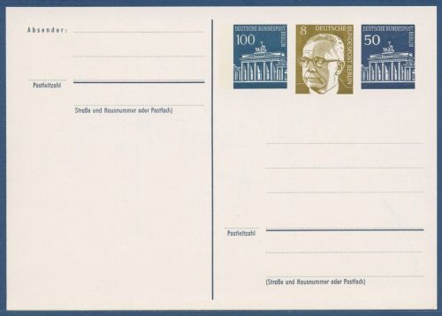 Berlin 1966 Brandenburger Tor Heinemann PP 43/1 ungebraucht (X41635)