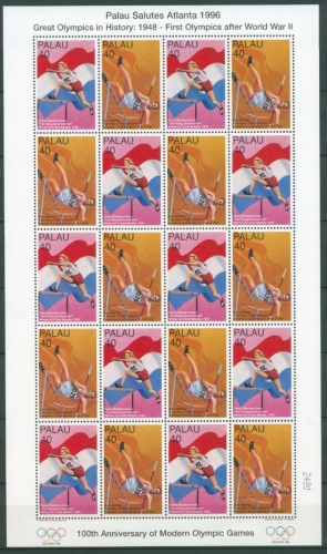 Palau 1996 Olympische Spiele Atlanta 1084/85 ZD-Bogen postfrisch (SG25427)