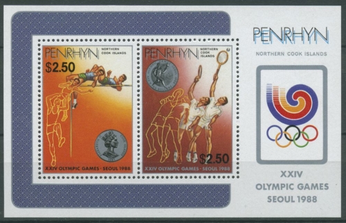 Penrhyn 1988 Olympische Spiele Seoul Tennis Block 80 postfrisch (C25456)