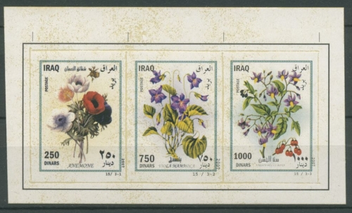 Irak 2007 Blumen Tollkirsche Veilchen Folienblatt 1734/36 FB postfrisch (C25465)