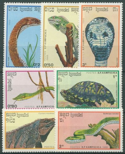 Kambodscha 1988 Reptilien Schlangen Schildkröte 983/89 postfrisch