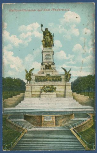 Nationaldenkmal auf dem Niederwald Rüdesheim am Rhein, gelaufen 1910 (AK5844)