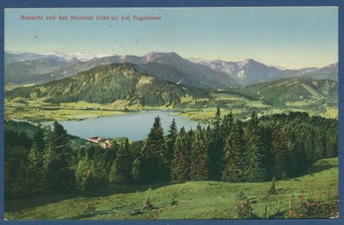 Aussicht von der Neureut bei Tegernsee, gelaufen 1937 (AK5843)