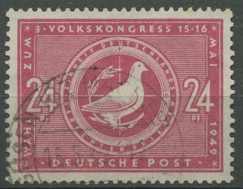 SBZ Allgemeine Ausgabe 1948 Wahlen zum 3. Volkskongreß 232 gestempelt geprüft