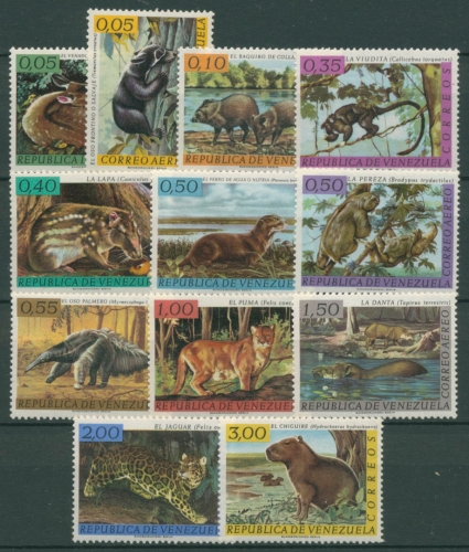 Venezuela 1963 Wildtiere Ameisenbär Puma Tapir Jaguar 1481/92 postfrisch