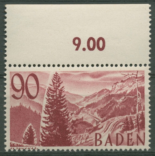 Französische Zone: Baden 1948/49 Höllental Schwarzwald Oberrand 37 postfrisch