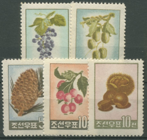 Korea (Nord) 1960 Wildfrüchte: Wein, Weiki 218/22 ungebraucht ohne Gummierung