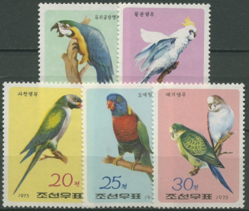 Korea (Nord) 1975 Papageien 1419/23 ungebraucht ohne Gummierung