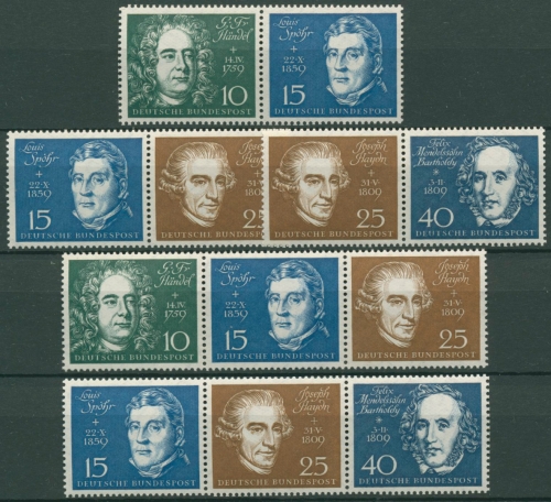 Bund 1959 Beethoven Zusammendrucke (5) aus Block 2 postfrisch
