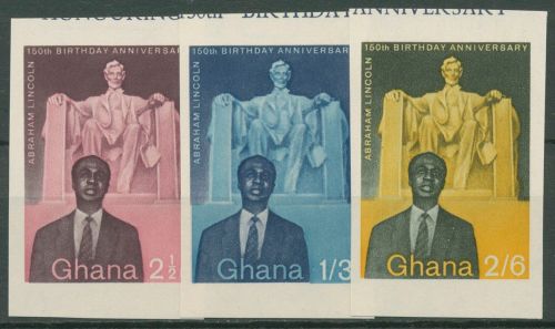 Ghana 1959 150. Geburtstag von Abraham Lincoln 39/41 B postfrisch