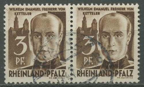 Französische Zone: Rheinland-Pfalz 1947 Ketteler Typenpaar 2 yv II+I gestempelt