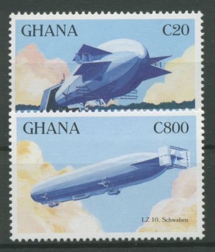 Ghana 1993 75. Todestag von Graf Zeppelin Luftschiffe 1779/80 postfrisch
