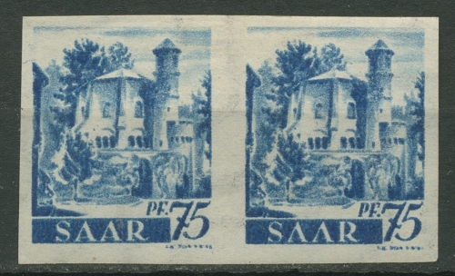 Saarland 1947 Benedektiner-Abtei Probedruck waag. Paar 222 XP mit Falz