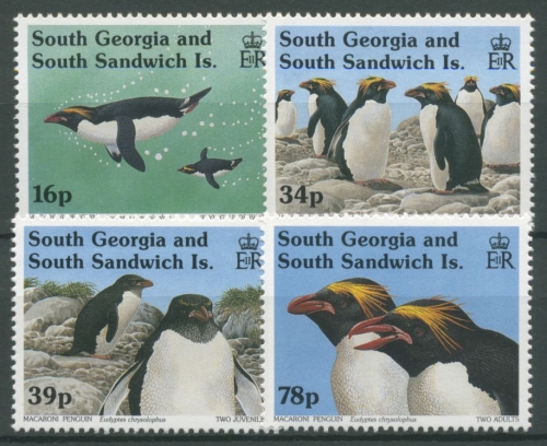 Südgeorgien 1993 Vögel Goldschopfpinguin 215/18 postfrisch