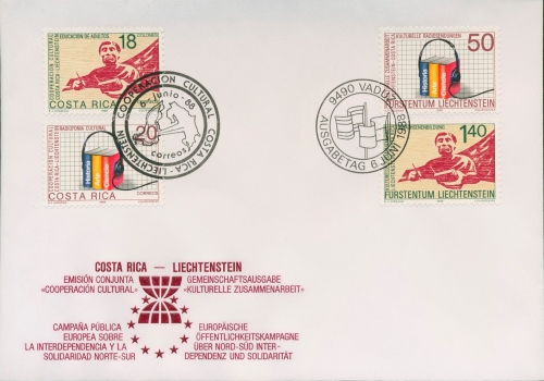 Liechtenstein 1988 Gemeinschaftsausgabe mit Costa Rica 945/46 FDC II (X16593)