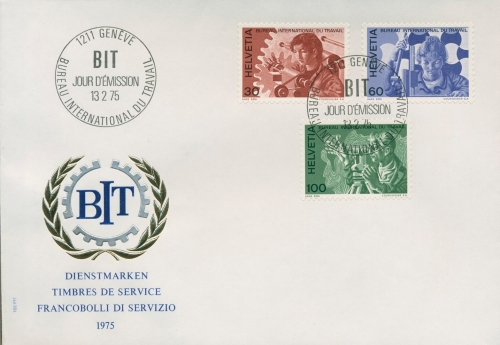 Int. Arbeitsorganisation (BIT/ILO) 1975 Mensch und Arbeit 105/07 FDC (X16607)