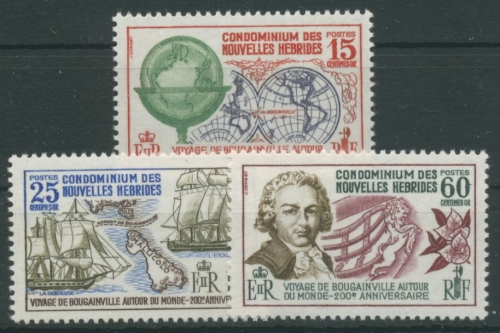 Neue Hebriden 1968 Weltumsegelung durch Bougainville Schiff 270/72 postfrisch