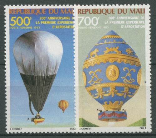 Mali 1983 200 Jahre Luftfahrt Freiballon Montgolfiere 947/48 postfrisch