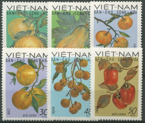 Vietnam 1969 Früchte: Pampelm,use, Litschi, Orangen 588/93 A ungebraucht o.G.