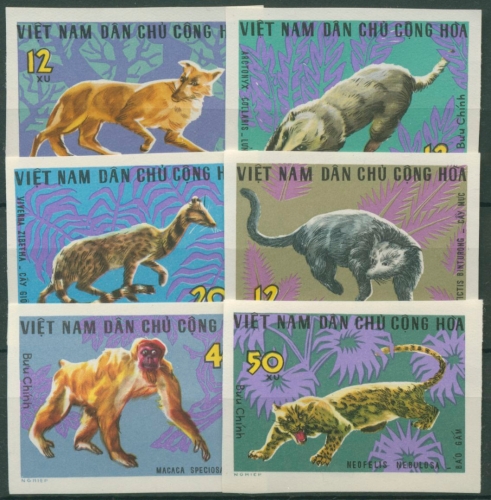 Vietnam 1967 Wildtiere: Rotwolf, Zibetkatze, Dachs 475/80 B ungebraucht o.G.