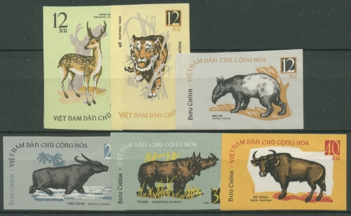 Vietnam 1964 Wildtiere: Tapir, Banteng, Axishirsch 319/24 B ungebraucht o.G.